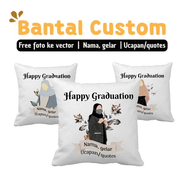 Bantal Custom Nama dan Foto | Bantal Sofa | Hadiah Wisuda | Perlengkapan Rumah