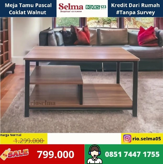 Meja Tamu Pascal Coklat Walnut 