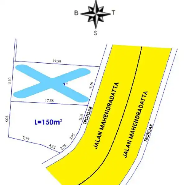 Dijual 1,5 are, Jl. Mahendradata UTAMA Padangsambian Denpasar