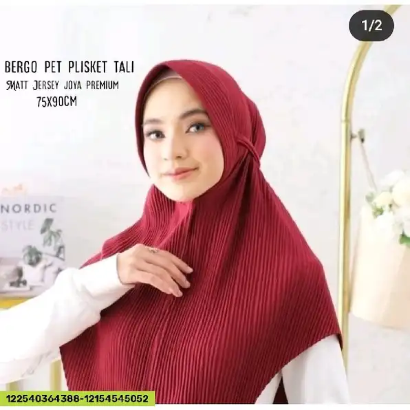 DISKON ❗❗KERUDUNG BERGO PET PLISKET TALI 