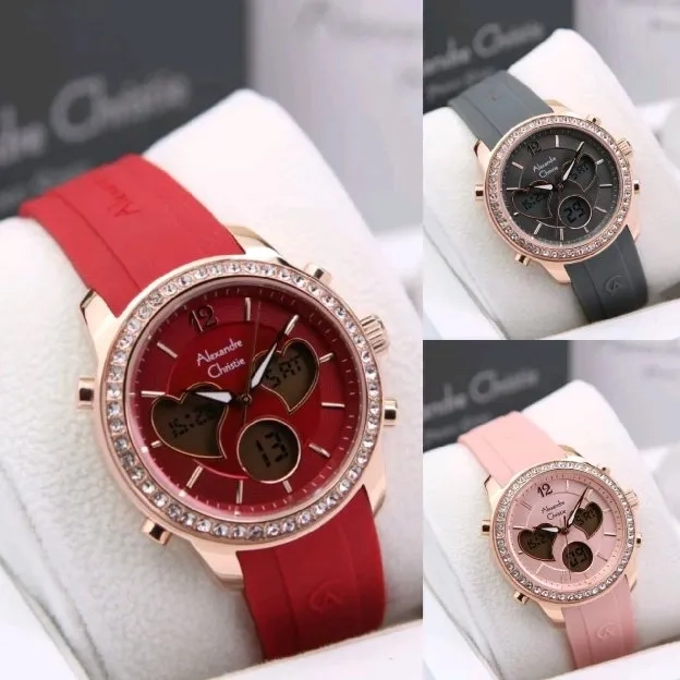 Ready!Jam tangan Alexandre Christie Wanita AC 9399 LH Strap Karet 