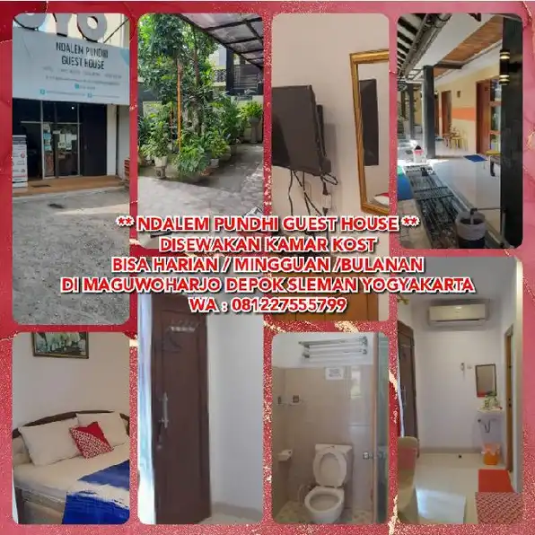 NDALEM PUNDHI GUEST HOUSE: DISEWAKAN KAMAR KOST, KOST HARIAN/MINGGUAN/BULANAN DI MAGUWOHARJO SLEMAN