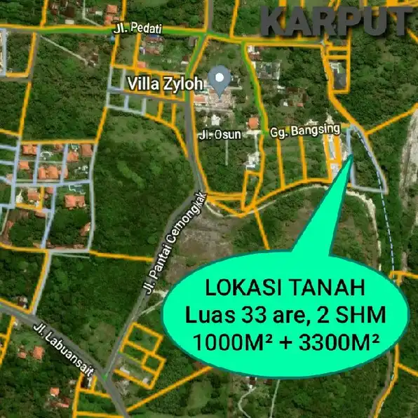 Dijual 33 are, Jl. Pantai Cemongkak Jongi Labuansait Pecat Kuta Selatan