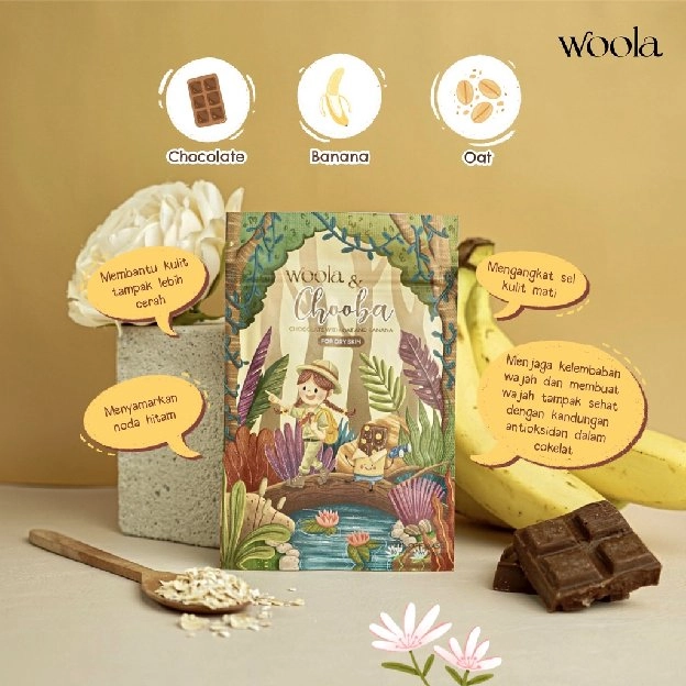 WOOLA Peel Off Mask 30 gr [Charmy, Lavella, Chooba, Teana & Ava] - Free Gift Spatula & Cermin!