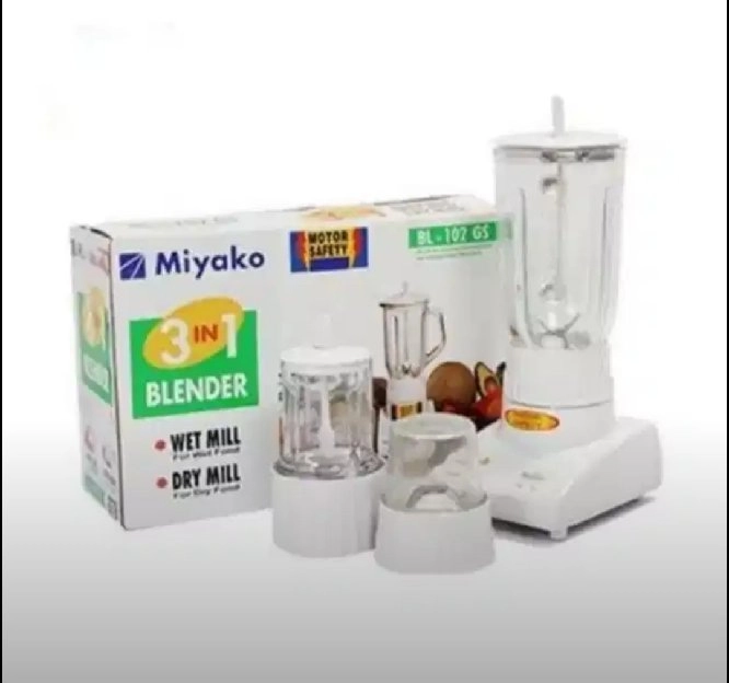 blender gelas/kaca BL-102 GS , 3 in 1 merk Miyako