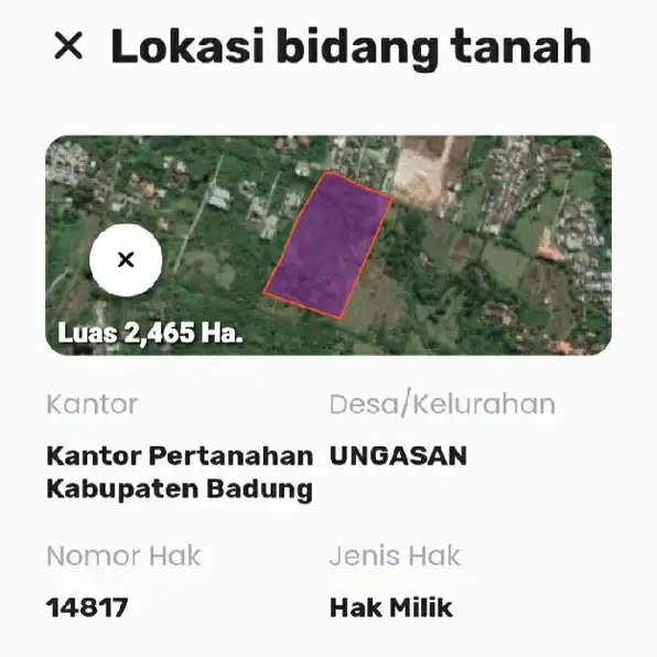 Dijual 246,5 are, Jl. Raya Uluwatu Samping VILLA AIRIS Ungasan Kuta Selatan