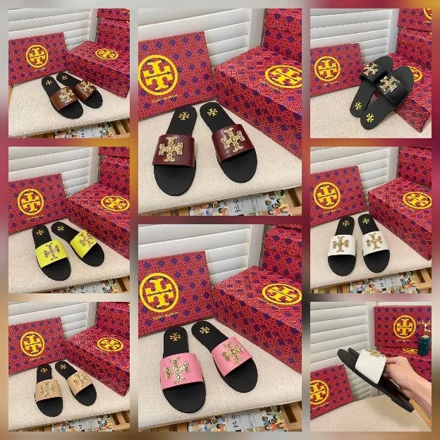 Sandal tory burch new large rhinestones flat slippers wanita