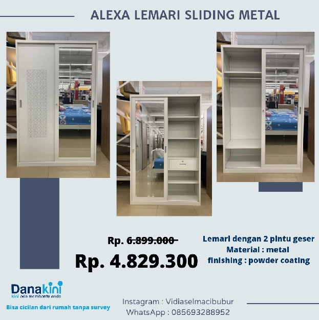 lemari sliding bahan metal 