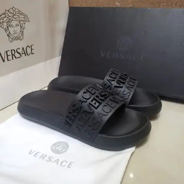 sandal pria versace sendal cowok hitam rubber