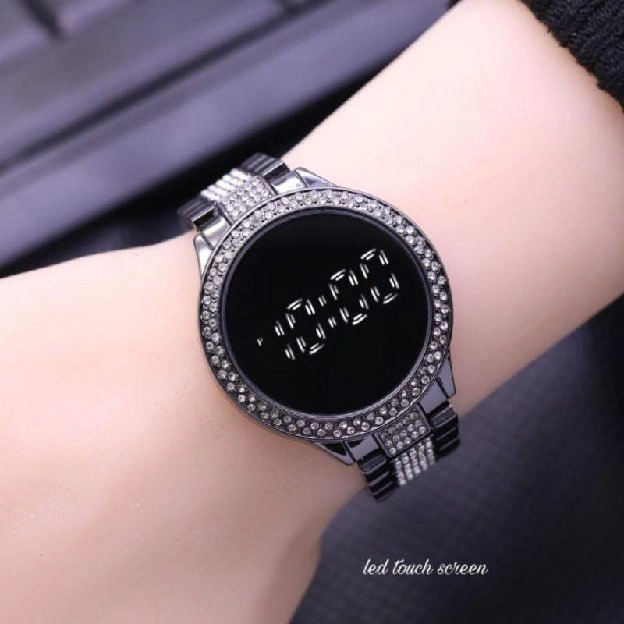 Best Seller Jam Tangan Fashion Wanita Diamond Rantai LED Touch Screen