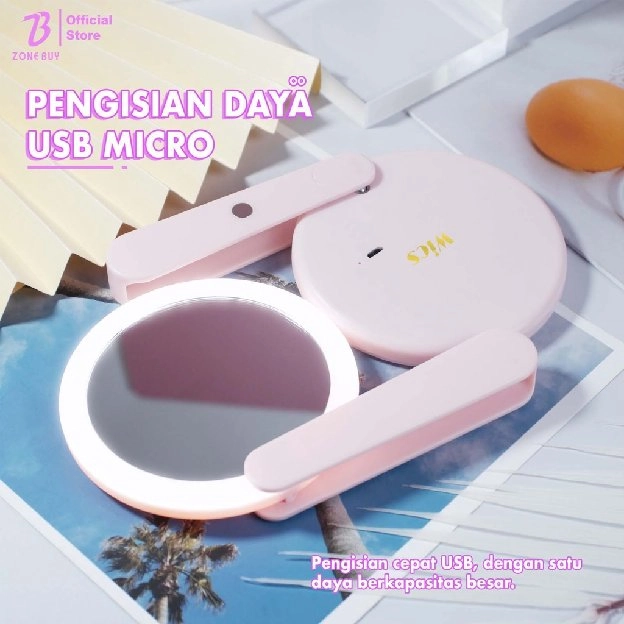 Lampu LED Mirror Cermin Make Up Bulat Dengan Lampu LED / Make Up LED Mirror Standing / Cermin Lipat 