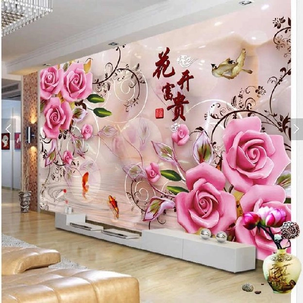 Pasang wallpaper dinding 3d custom toko jual dan pesan hordeng murah rollerblind vertikal blind