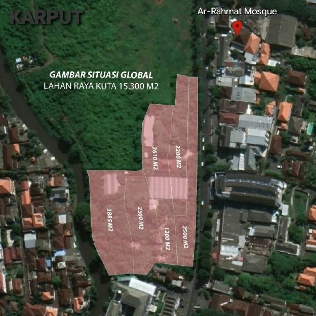 Dijual 1,53 Ha. Jl. Raya Kuta Central Parkir Imam Bonjol Denpasar