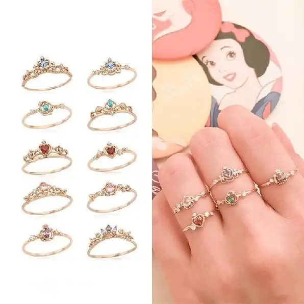 Disney Cincin + Kalung + Gelang S925 Silver Model Mahkota Princess Disney Adjustable Untuk Wanita