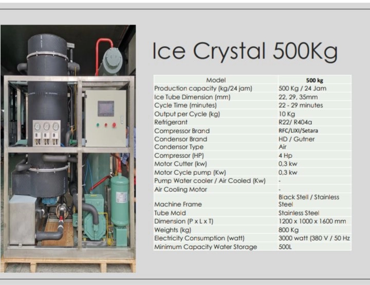 Pabrikasi Mesin Ice Kristal Tube Kap. 500 kg/hr