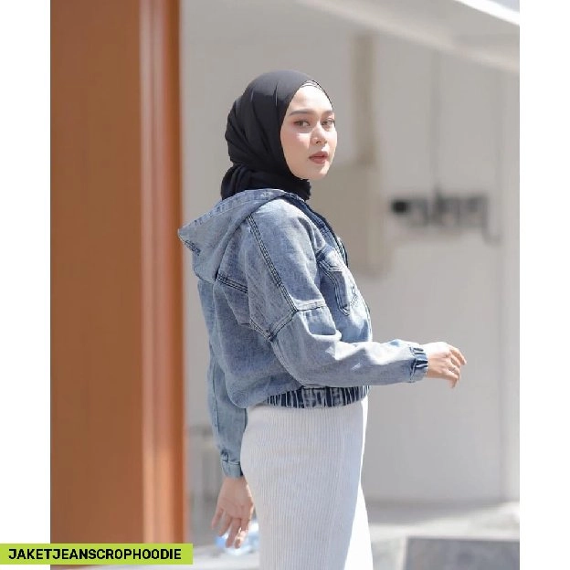 DISKON ❗❗JAKET JEANS CROP HOODIE / JAKET JEANS WANITA