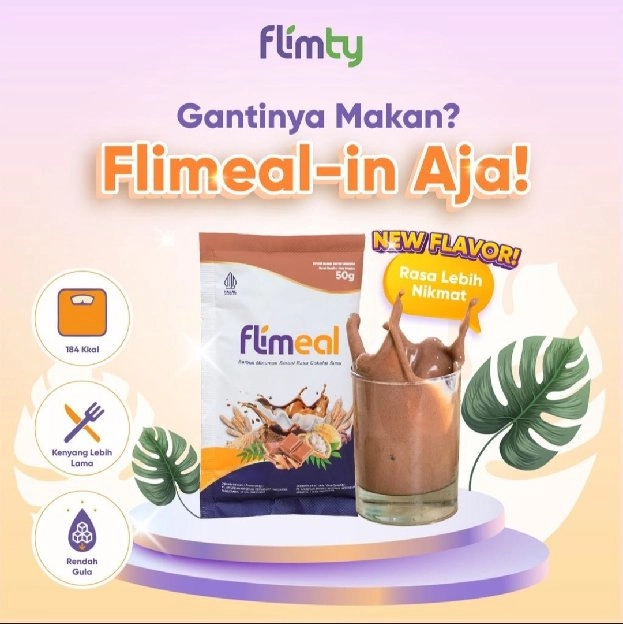 Flimeal Meal Replacement by Flimty Kemasan eceran 1 sachet 50 gram - Meal Replacement Rendah kalori 