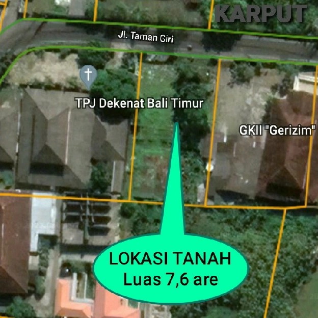 Dijual 7,6 are, Jl. Taman Giri Taman MUMBUL Bypass Ngurah Rai Benoa Kuta Selatan