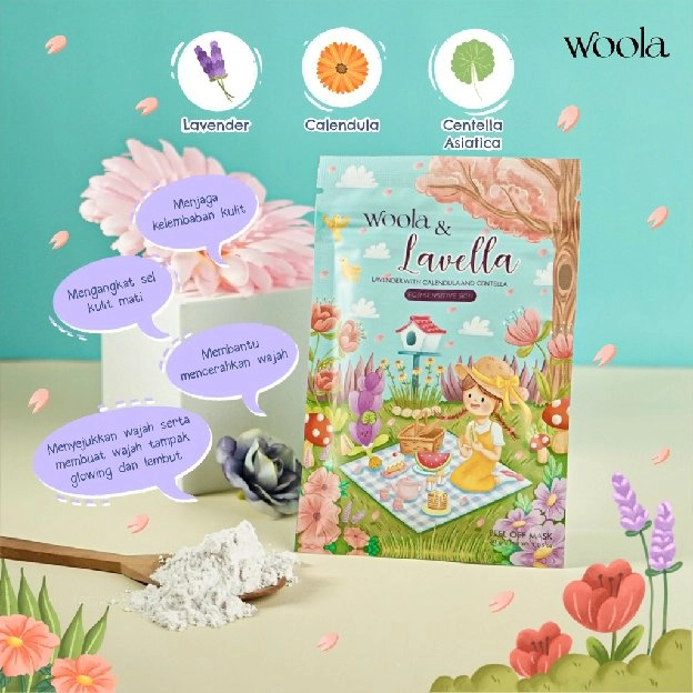 WOOLA Peel Off Mask 30 gr [Charmy, Lavella, Chooba, Teana & Ava] - Free Gift Spatula & Cermin!