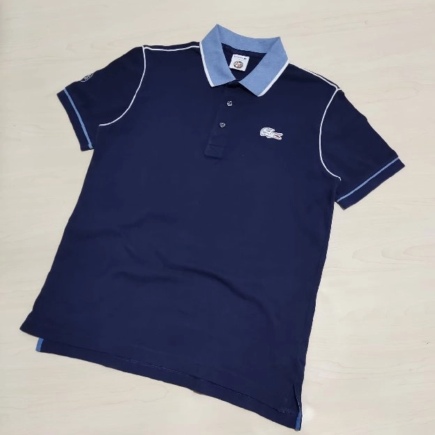 Lacoste x Roland Garros Paris kaos polo shirt navy BIG LOGO (PH3374-18B) Original Second