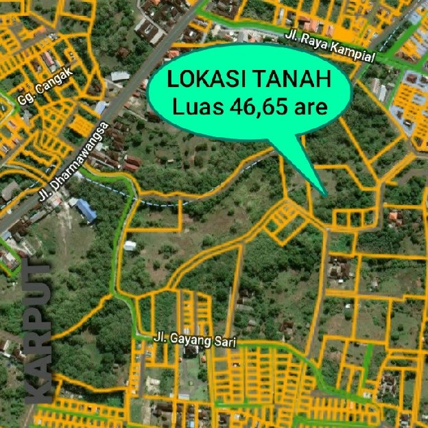 Dijual 46,65 are, Jl. Gayang Sari Raya Kampial Dharmawangsa Kutuh Kuta Selatan