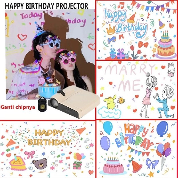 【Stiker Gratis】NEW MINI BIRTHDAY PROJECTOR/ HAPPY BIRTHDAY PROJECTOR/ PROYEKTOR MINI PHOTOSHOOT/ PRO