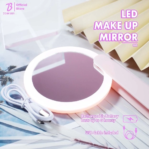 Lampu LED Mirror Cermin Make Up Bulat Dengan Lampu LED / Make Up LED Mirror Standing / Cermin Lipat 