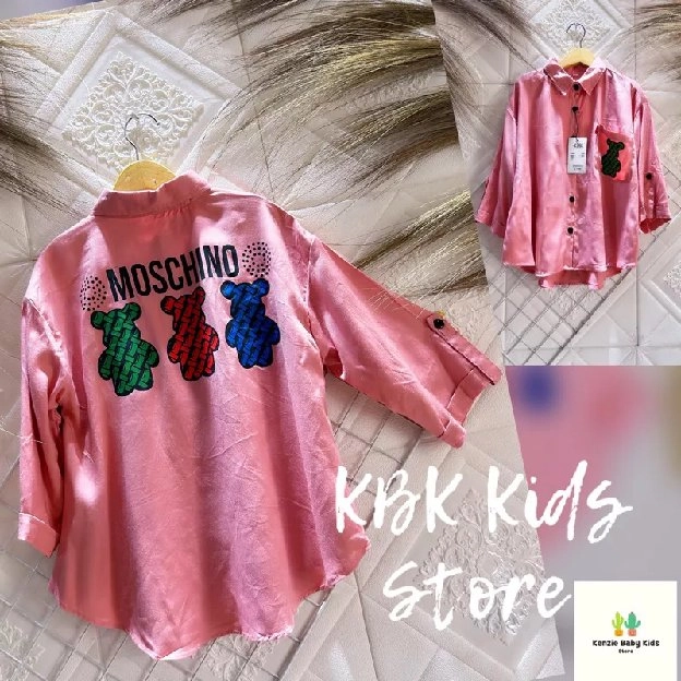 MURAH ❗❗ATASAN KEMEJA/BLOUSE ANAKGAMBAR MICKEY MOUSE DAN MOSCHINO