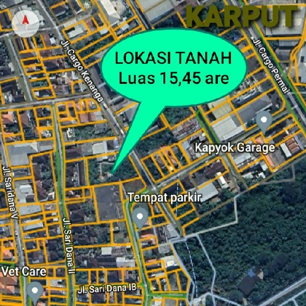 Dijual 15,45 are, Jl. Kargo Kenanga CITRA LAND Ubung Kaja Cargo Denpasar