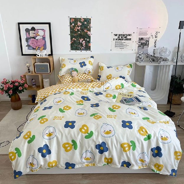 Bedcover/Selimut Motif Polyester Premium estetika Korea gambar kartun Set Ukuran 120X200CM 160x200CM