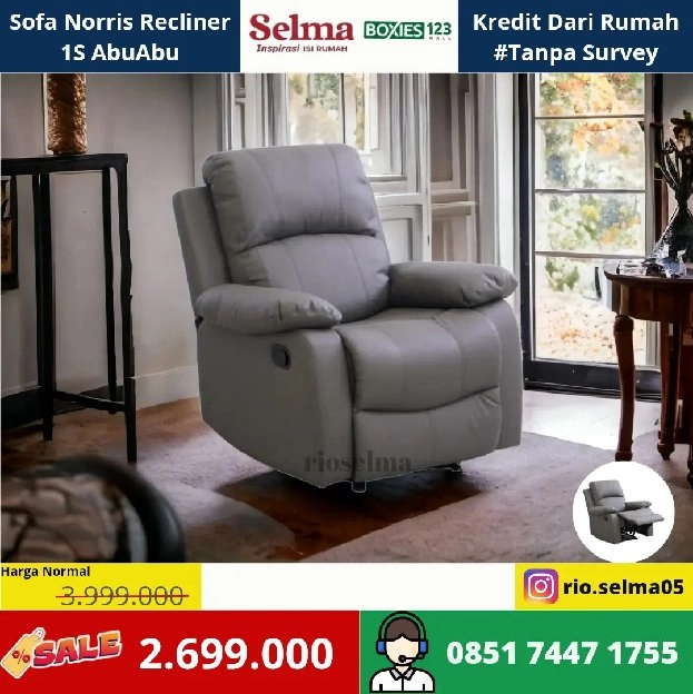 Sofa Norris Recliner 1S Abu abu