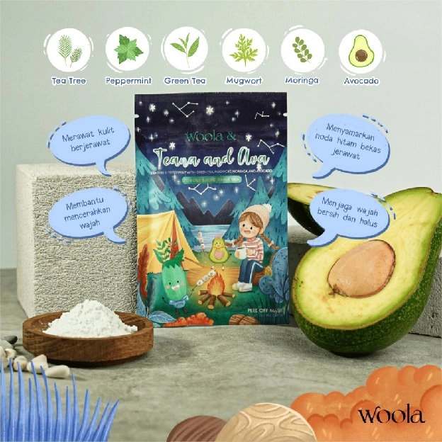 WOOLA Peel Off Mask 30 gr [Charmy, Lavella, Chooba, Teana & Ava] - Free Gift Spatula & Cermin!