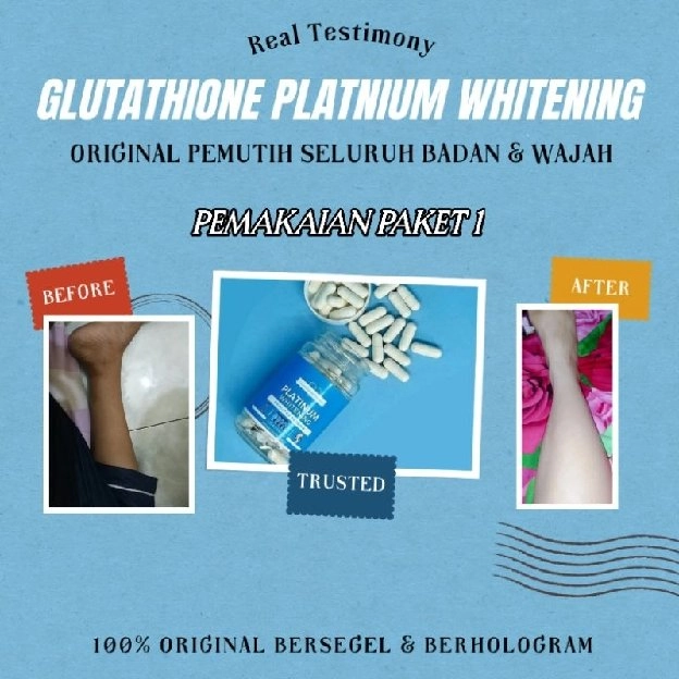 PLATINUM WHITENING GLUTATHIONE KAPSUL BIRU PEMUTIH KULIT | CAPSULE WHITENING | PEMUTIH KULIT WAJAH D