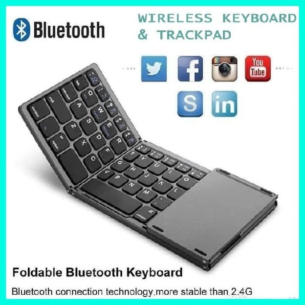 Foldable Wireless Keyboard Lipat & Touchpad Bluetooth Mac hp ios laptop Android PC Windows ipad pro