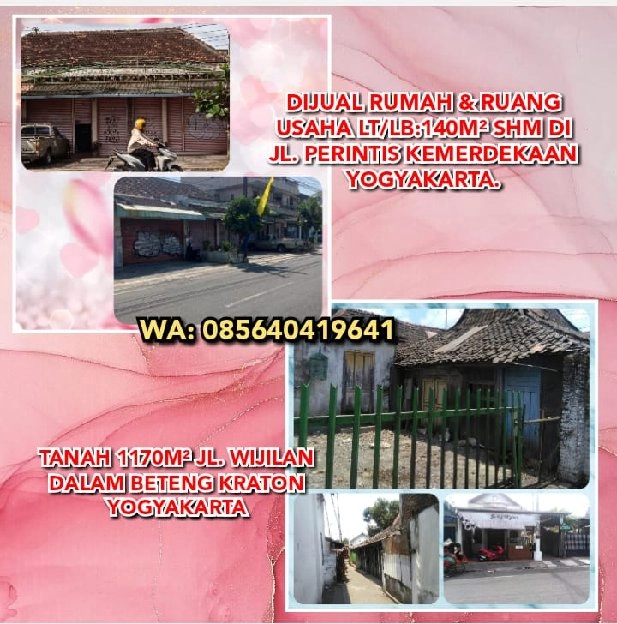 DIJUAL RUMAH & RUANG USAHA LT/LB:140M² SHM DAN TANAH 1170M² STRATEGIS DI YOGYAKARTA KOTA