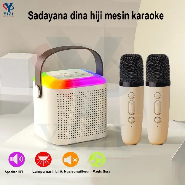 mini bluetooth Karaoke Speaker Lucu Portabel Luar Ruangan Speaker Nirkabel mic Bass Super karaoke