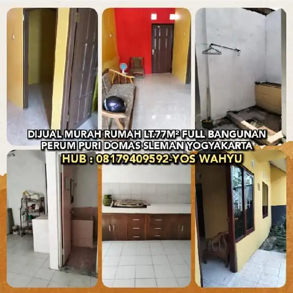 DIJUAL MURAH RUMAH DI PERUM PURI DOMAS SLEMAN YOGYAKARTA. LT77 FULL BANGUNAN.H:08179409592-YOS WAHYU