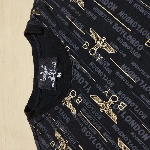 kaos AOP BOY LONDON tshirt black gold colour original second