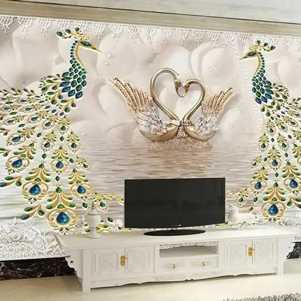 Pasang wallpaper dinding 3d custom toko jual dan pesan hordeng murah rollerblind vertikal blind