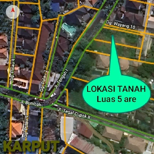 Dijual 5 are, Jl. Tengah Bumbak Tegal Cupek Umalas Kerobokan Kuta Utara