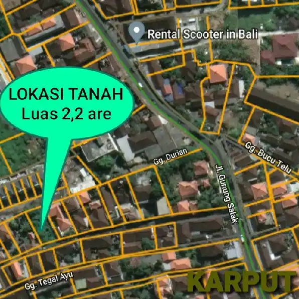 Dijual 2,2 are, Jl. Gunung Salak Padangsambian KELOD Denpasar