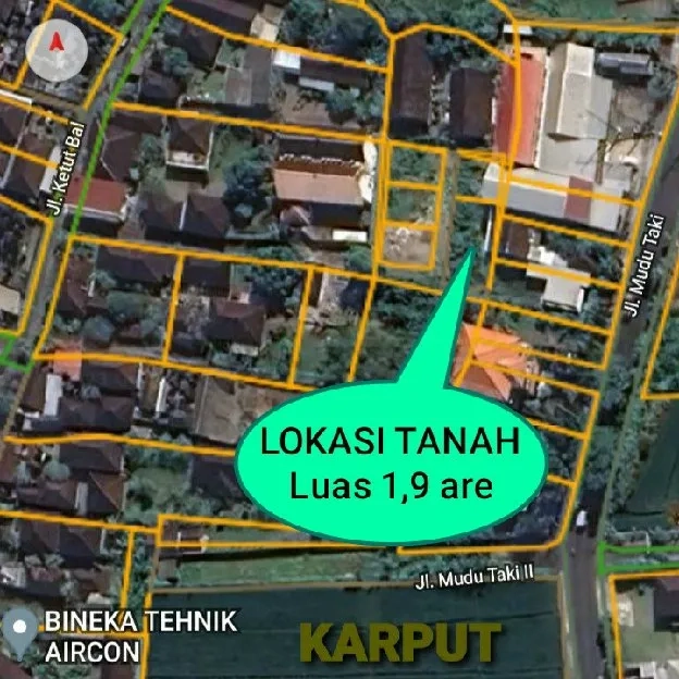 Dijual 1,9 are, Jl. Ketut Bal Tegal Jaya Dalung Gatsu Barat Kuta Utara