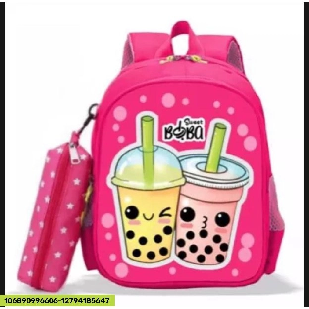 RANSEL ANAK KULIT BOBA RANSEL ANAK TEBAL MOTIF BOBA