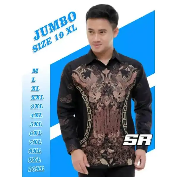 Kemeja Batik Pria Dewasa Big Size Jumbo Lengan Panjang M-10xl