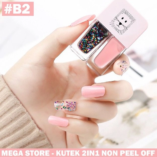 KUTEK 2 TONE CAT KUKU / NAIL POLISH / KUTEK 2IN1 NON PEEL OFF HALAL MUSLIMAH