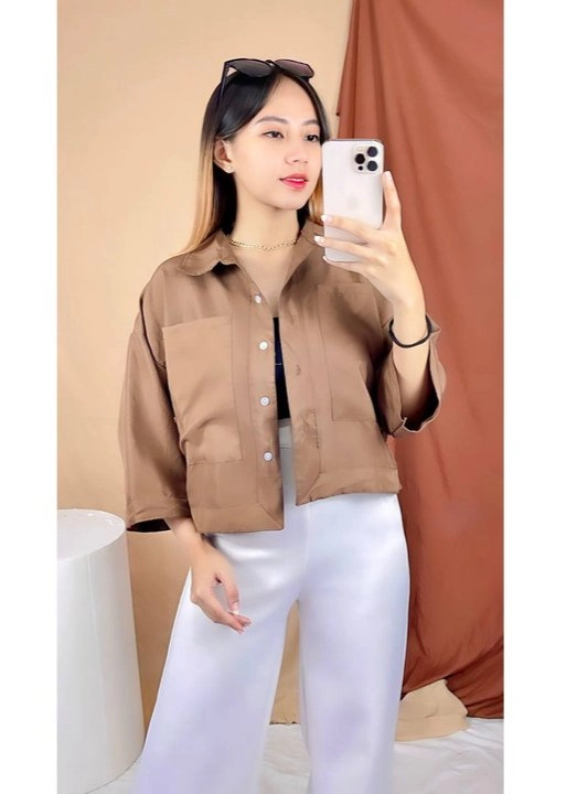 Kemeja Linen Crop Atasan Wanita