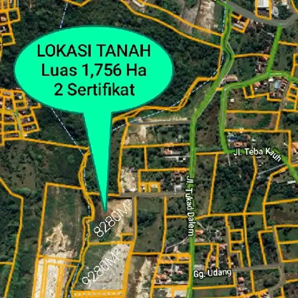 Dijual 82,8 are & 92,8 are, Jl. Tukad Dalem Dharmawangsa Kutuh Kuta Selatan