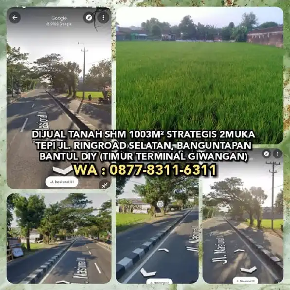 JUAL MURAH TANAH 1003M² SHM 2MUKA STRATEGIS JL. RINGROAD SELATAN BANGUNTAPAN BANTUL DIY