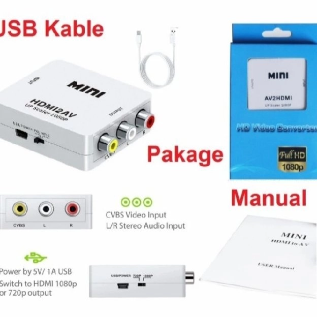 MINI BOX HDMI2AV /HDMI TO AV RCA ADAPTOR KOMPUTER / MINI HDMI 2AV