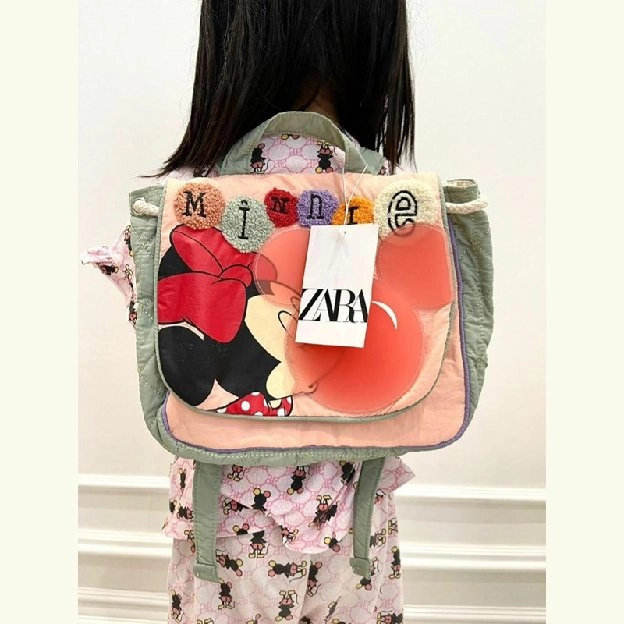 Backpack Zara Kids Minnie Import Bubble Gum